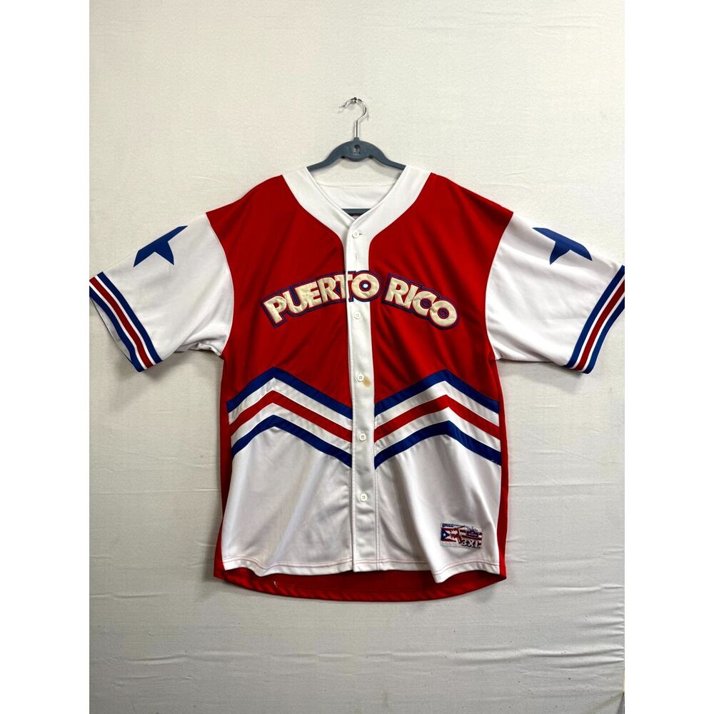 Mega USA Jersey Mens 3XL Red White Logo Puerto Rico Baseball #21 Short Sleeve